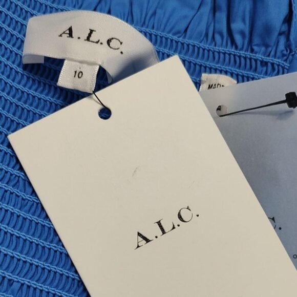 A.L.C Aubrey Dress 10 Blue Cut Out Twisted One Shoulder Cotton - Picture 12 of 15